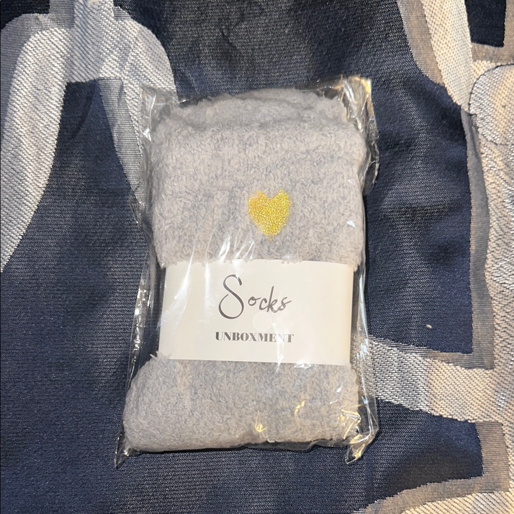 Gray Socks with Gold Heart